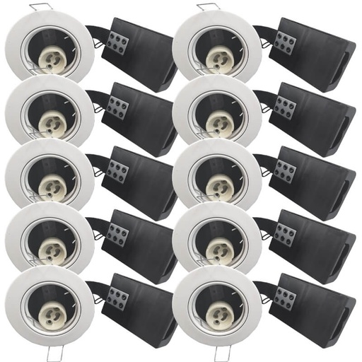 [5442529597-10] 10 stk Indbygningsspot GU10 - mat hvid