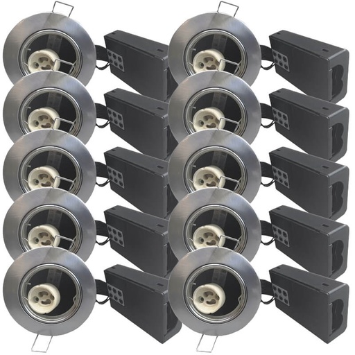 [5442529571-10] 10 stk Indbygningsspot GU10 - Børstet