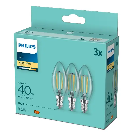[SIG929001889733] LED classic 40W B35 E14 WW CL ND3PFDisc