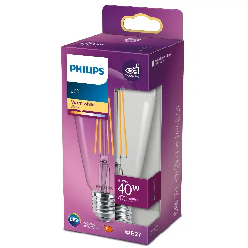[SIG929001890255] Philips LED 4,3W (40W) E27 2700K 470lm Nav