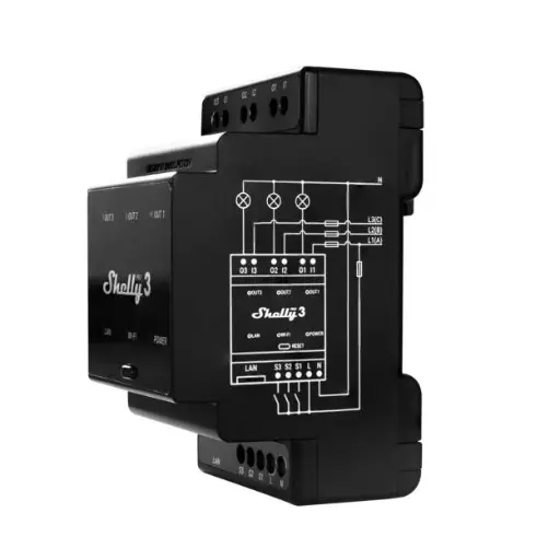 [7822622164] Shelly Pro 3 - WiFI relæ, 3 kanaler, potentialfrit