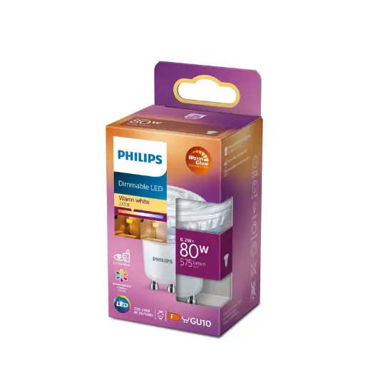 [SIG929002065903] Philips LED DIM 6,2W (80W) GU10 2200-2700K 650lm
