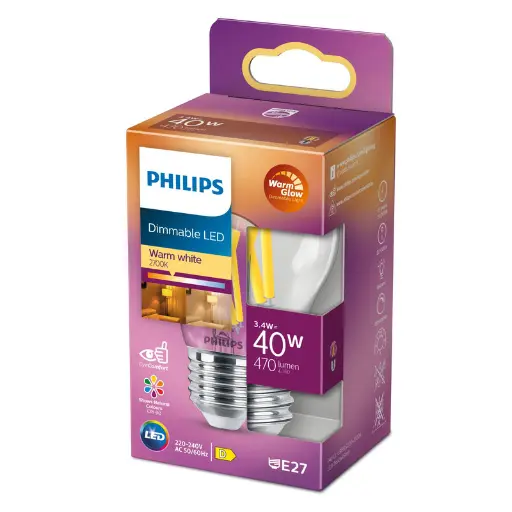 [SIG929003013201] Philips LED DIM 3,4W (40W) E27 2200-2700K 470lm Krone
