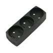 [7828112403] 3-Stikdåse m/jord sort 10A/250V