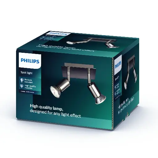[SIG915000868502] PHILIPS CARREA Spotlampe 2xGU10 LED Nikkel u/ pære